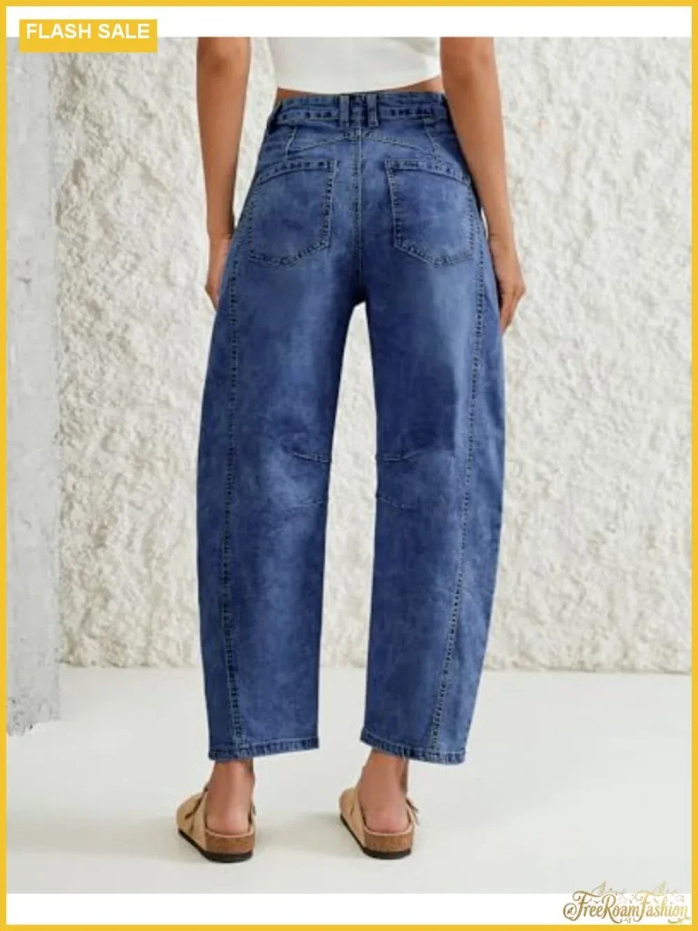 High Waisted Barrel Leg Jeans for Women Trendy Wide Leg Balloon Baggy Stretchy